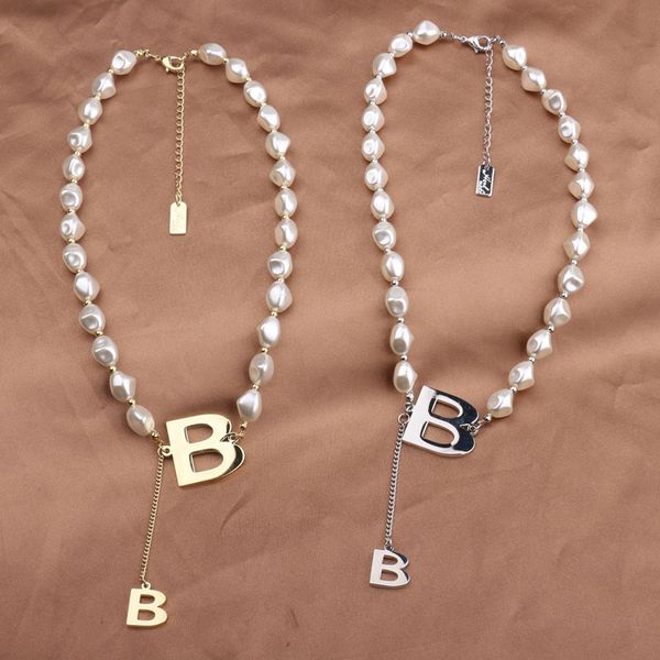 south korea east gate temperament pearl letter b necklace simple fashion design pendant metal cool style pendant female, Silver
south korea east gate temperament pearl letter b necklace simple fashion design pendant metal cool style pendant female, Silver