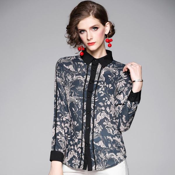 women's blouses & shirts runway printed women summer full sleeve vintage turn-down collar work wear casual blouse chiffon k5168, White
women's blouses & shirts runway printed women summer full sleeve vintage turn-down collar work wear casual blouse chiffon k5168, White