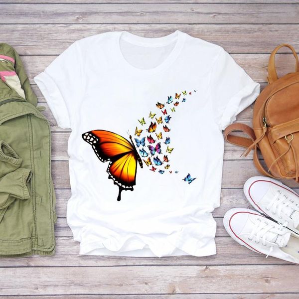 women's t-shirt women butterfly elegant cute cartoon vogue 90s ladies print lady t-shirts womens stylish t shirt summer tee, White
women's t-shirt women butterfly elegant cute cartoon vogue 90s ladies print lady t-shirts womens stylish t shirt summer tee, White