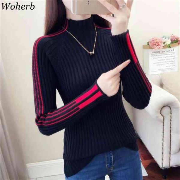 striped turtleneck pullover sweater women korean slim-fit stretch knitted ladies contrast jumper autumn winter 210519, White
striped turtleneck pullover sweater women korean slim-fit stretch knitted ladies contrast jumper autumn winter 210519, White