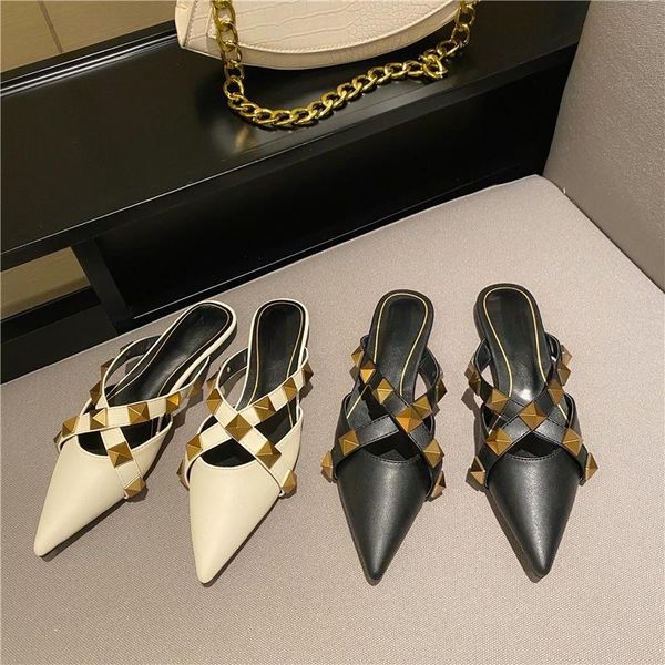 slippers 2021 summer toe cap semi slipper sandals women's pointed flat rivet outer wear lazybones' mules, Black
slippers 2021 summer toe cap semi slipper sandals women's pointed flat rivet outer wear lazybones' mules, Black