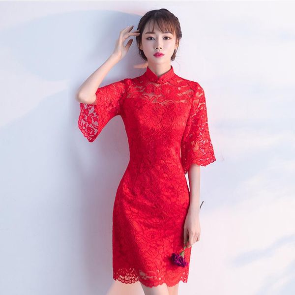 ethnic clothing red lace short cheongsam summer vintage chinese style mini dress womens qipao slim party dresses button vestido s-4xl
ethnic clothing red lace short cheongsam summer vintage chinese style mini dress womens qipao slim party dresses button vestido s-4xl