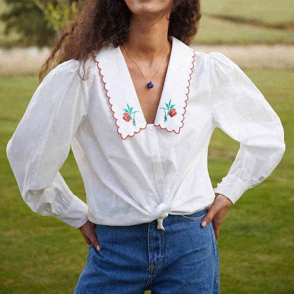 blouses embroidery rose shirts femme floral pattern manches bouffantes loose vintage shirt elegant women camisas mujer blouse, White
blouses embroidery rose shirts femme floral pattern manches bouffantes loose vintage shirt elegant women camisas mujer blouse, White