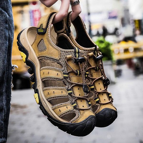 sandals genuine leather men summer fashion design hollow out casual beach shoes soft bottom outdoor big size 38-46, Black
sandals genuine leather men summer fashion design hollow out casual beach shoes soft bottom outdoor big size 38-46, Black