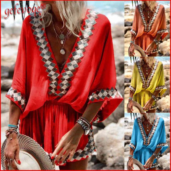 dresses for women 2021 summer vintage clothes deep v neck boho chic robe femme tunic loose beach streetwear vestidos mini dress x0521, Black;gray
dresses for women 2021 summer vintage clothes deep v neck boho chic robe femme tunic loose beach streetwear vestidos mini dress x0521, Black;gray