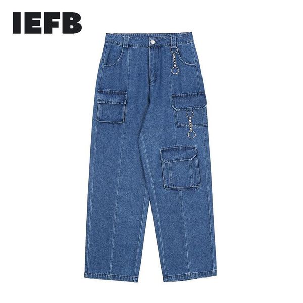 spring distressed multi pocket straight jeans men's trendy loose wide leg casual denim pants streetwear 2021 9y7300, Blue
spring distressed multi pocket straight jeans men's trendy loose wide leg casual denim pants streetwear 2021 9y7300, Blue