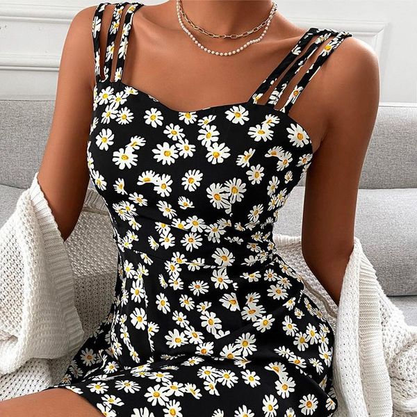 casual dresses women simple dress floral print spaghetti straps sleeveless holiday style high waist fashion summer vestidos, Black;gray
casual dresses women simple dress floral print spaghetti straps sleeveless holiday style high waist fashion summer vestidos, Black;gray