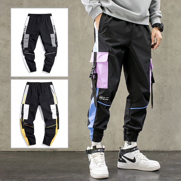 men's pants hip hop ribbons cargo joggers streetwear 2021 fashion elastic waist s casual trousers sweatpants ws4a, Black
men's pants hip hop ribbons cargo joggers streetwear 2021 fashion elastic waist s casual trousers sweatpants ws4a, Black