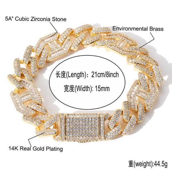 15mm miami cuban link bracelet gold color iced out cubic zirconia rock hip hop style men's jewelry drop link, chain, Black
15mm miami cuban link bracelet gold color iced out cubic zirconia rock hip hop style men's jewelry drop link, chain, Black