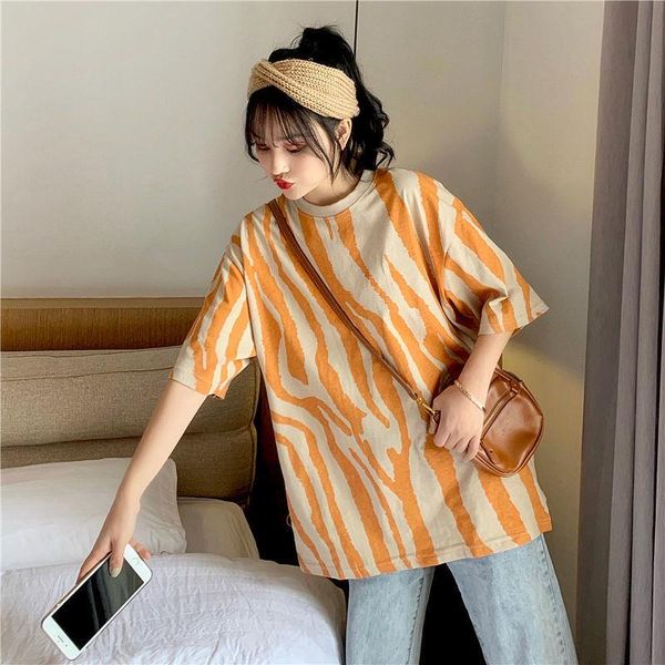 women's t-shirt cotton striped short sleeve 2021 summer loose student fashion slim jacket, White
women's t-shirt cotton striped short sleeve 2021 summer loose student fashion slim jacket, White