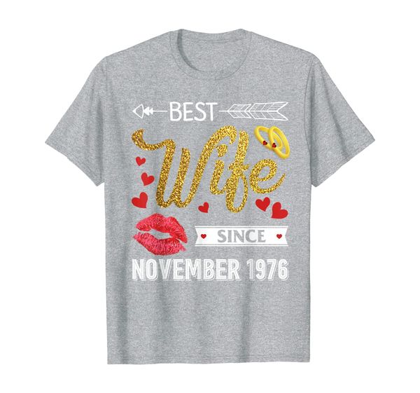 43rd wedding anniversary wife since november 1976 t-shirt, White;black
43rd wedding anniversary wife since november 1976 t-shirt, White;black