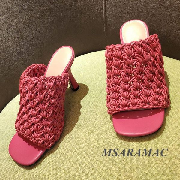 fashion red woven sheepskin high-heeled slippers leather round toe out summer ladies all-match party shoes, Black
fashion red woven sheepskin high-heeled slippers leather round toe out summer ladies all-match party shoes, Black