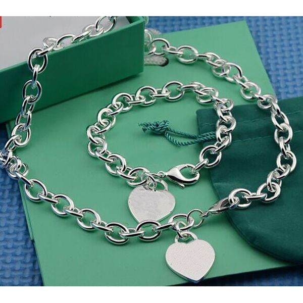 tif s925 bracelet & necklace designer big love heart stainless steel thick chians plates pendant jewelry sets with blue box, Silver
tif s925 bracelet & necklace designer big love heart stainless steel thick chians plates pendant jewelry sets with blue box, Silver