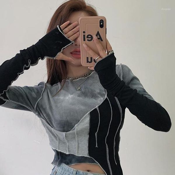 women's t-shirt korean style 2021 unique tie-dye color matching irregular slim long sleeve female fashion, White
women's t-shirt korean style 2021 unique tie-dye color matching irregular slim long sleeve female fashion, White