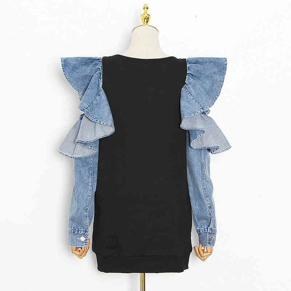 hoodie casual off shoulder sweatshirt for women o neck long sleeve patchwork ruffle denim female sweatshirts 2021 spring, Black
hoodie casual off shoulder sweatshirt for women o neck long sleeve patchwork ruffle denim female sweatshirts 2021 spring, Black