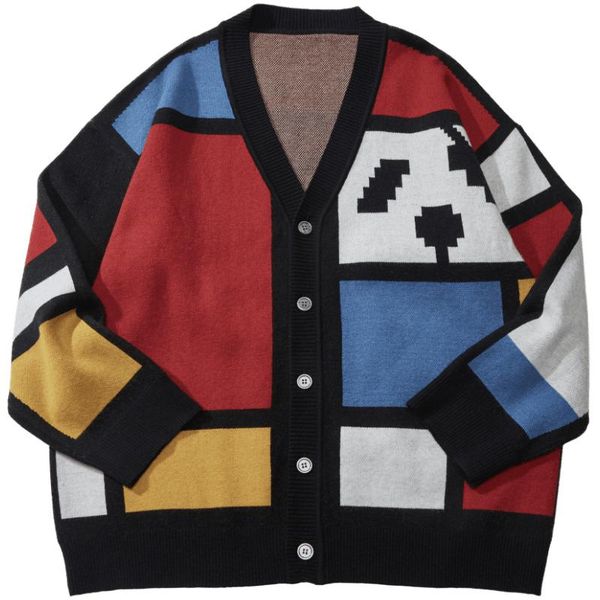 men's sweaters sweater jackets autumn winter splicing cardigan casual cartoon knitted oversized hip hop streetwear, White;black
men's sweaters sweater jackets autumn winter splicing cardigan casual cartoon knitted oversized hip hop streetwear, White;black