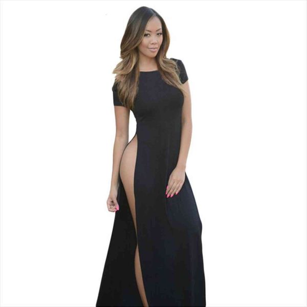 black split furcal maxi womens dresses long summer short sleeve o neck solid femme vestidos fit and flare ax195, Black;gray
black split furcal maxi womens dresses long summer short sleeve o neck solid femme vestidos fit and flare ax195, Black;gray