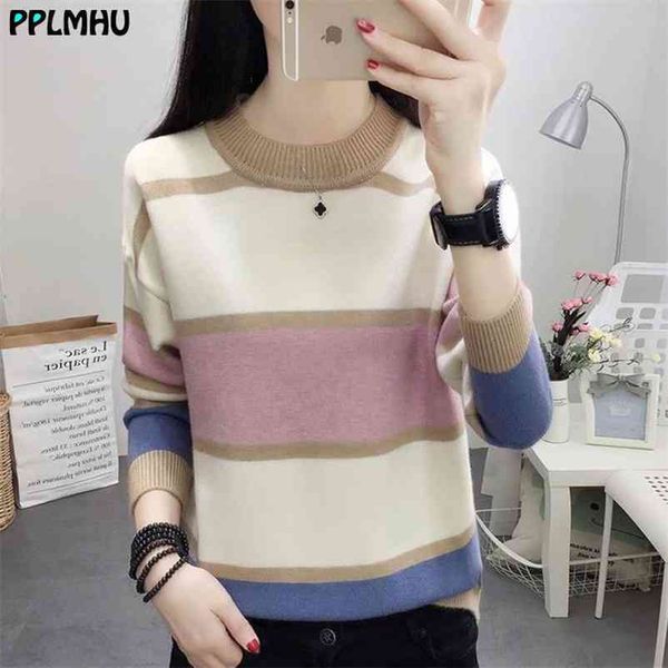 contrast color stripe o-neck knitted for women fashion slim long sleeve knitwear pullover female spring autumn sweater 210522, White;black
contrast color stripe o-neck knitted for women fashion slim long sleeve knitwear pullover female spring autumn sweater 210522, White;black
