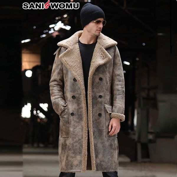 men's leather & faux original ecological real fur male clothing thick genuine coat long slim sheepskin overcoat man's winter windb, Black
men's leather & faux original ecological real fur male clothing thick genuine coat long slim sheepskin overcoat man's winter windb, Black