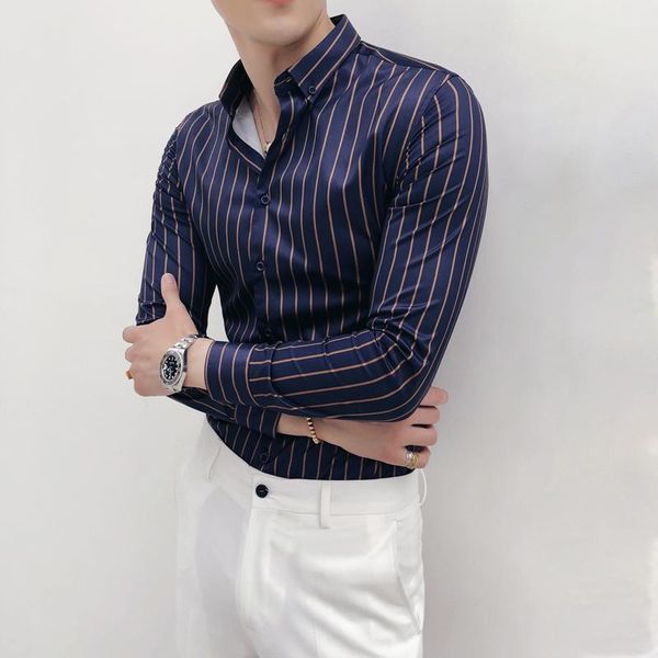 men's casual shirts 2021 spring and autumn fashion boutique striped mens slim business long-sleeved shirt socially comfortable male, White;black
men's casual shirts 2021 spring and autumn fashion boutique striped mens slim business long-sleeved shirt socially comfortable male, White;black