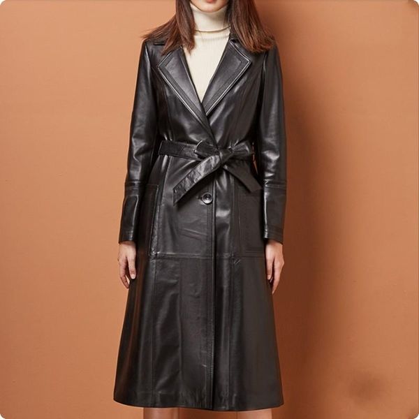 women's leather & faux 2021 sheepskin womens genuine jackets fashion slim fit female long coat belt overcoats plus size chaqueta de cue, Black
women's leather & faux 2021 sheepskin womens genuine jackets fashion slim fit female long coat belt overcoats plus size chaqueta de cue, Black