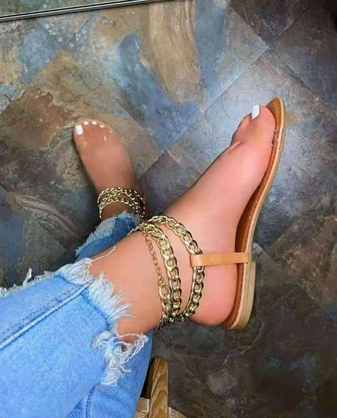 ladies sandals large size 35-43 flat metal chain transparent slippers ankle strap party shoes beach 2021, Black
ladies sandals large size 35-43 flat metal chain transparent slippers ankle strap party shoes beach 2021, Black