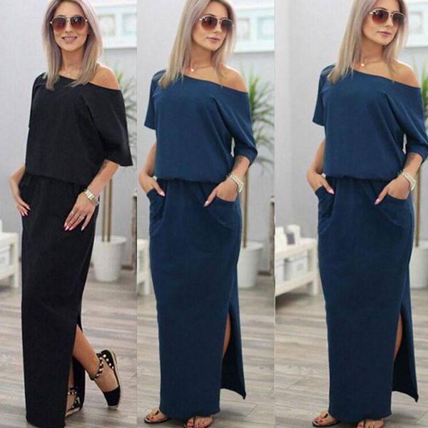 casual dresses 2021 women boho maxi dress summer short sleeve side slit loose evening party long beach with pocket vestidos, Black;gray
casual dresses 2021 women boho maxi dress summer short sleeve side slit loose evening party long beach with pocket vestidos, Black;gray