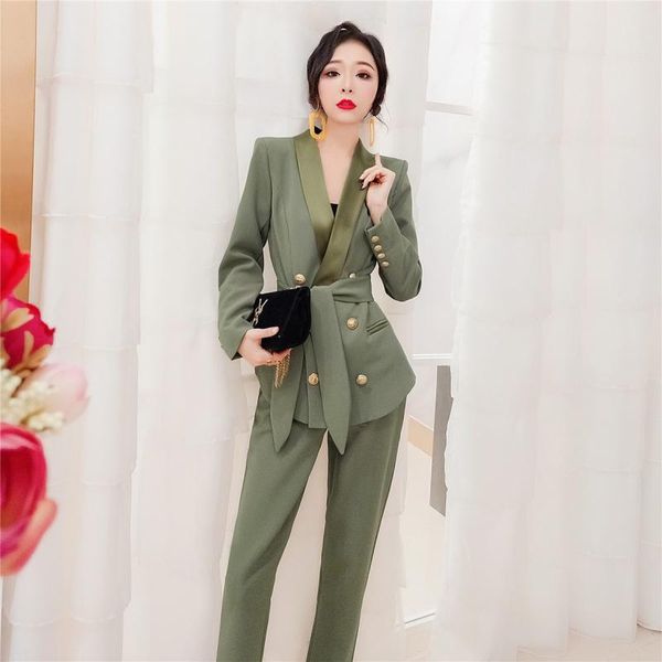 women's suit professional spring temperament fashion small fragrance wind jacket trousers two-piece two piece pants, White
women's suit professional spring temperament fashion small fragrance wind jacket trousers two-piece two piece pants, White