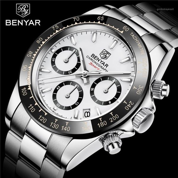 wristwatches benyar 40mm chronograph fashion stainless steel waterproof watches classic men's quartz clock relogio masculin, Slivery;brown
wristwatches benyar 40mm chronograph fashion stainless steel waterproof watches classic men's quartz clock relogio masculin, Slivery;brown
