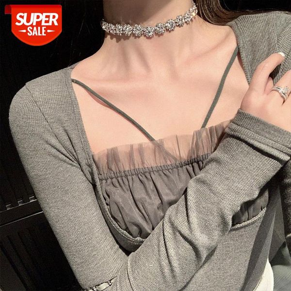 net yarn knitted long-sleeved t-shirt women's short bai with a bottoming shirt and thin clavicle #h40z, White
net yarn knitted long-sleeved t-shirt women's short bai with a bottoming shirt and thin clavicle #h40z, White