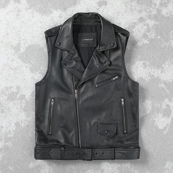 men's leather & faux men 2021 autumn motorcycle biker real cow vest genuine cowhide sleeveless jackets male short slim waistcoat w639, Black
men's leather & faux men 2021 autumn motorcycle biker real cow vest genuine cowhide sleeveless jackets male short slim waistcoat w639, Black