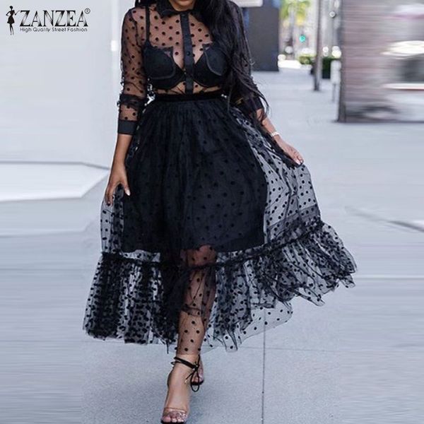 dresses fashion see through mesh dresswomen's patchwork sundress spring long sleeve polka dot maxi vestidos lapel robe plus size, Black;gray
dresses fashion see through mesh dresswomen's patchwork sundress spring long sleeve polka dot maxi vestidos lapel robe plus size, Black;gray