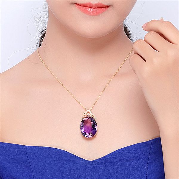 european and american fashion highend korean style large stone amethyst pendant natural ametrine plated 18k rose gold diamond inlaid gemsto, Silver
european and american fashion highend korean style large stone amethyst pendant natural ametrine plated 18k rose gold diamond inlaid gemsto, Silver