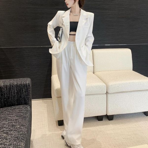 women's two piece pants korean fashion elegant casual set women loose blazer coat + high waist pant suits sets autumn streetwear 2, White
women's two piece pants korean fashion elegant casual set women loose blazer coat + high waist pant suits sets autumn streetwear 2, White