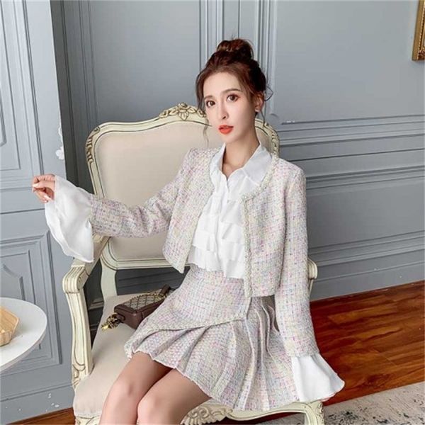 women's two piece pants zawfl-lurex women's tweed short jacket, fashion three piece suit, wide sleeved winter clothing, White
women's two piece pants zawfl-lurex women's tweed short jacket, fashion three piece suit, wide sleeved winter clothing, White