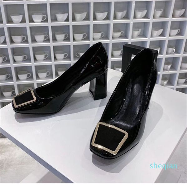designer shoes fashion women's metal buckle leather sewing formal shoes flat head heel height 5.5cm thick heel party shoes size, Black
designer shoes fashion women's metal buckle leather sewing formal shoes flat head heel height 5.5cm thick heel party shoes size, Black
