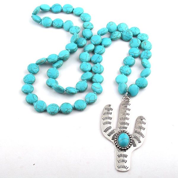 pendant necklaces bohemian jewelry flat blue stone knotted cactus charm necklace for women ethnic, Silver
pendant necklaces bohemian jewelry flat blue stone knotted cactus charm necklace for women ethnic, Silver