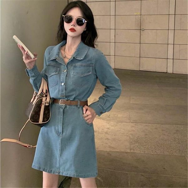 casual dresses spring and autumn style oversized pocket belt lapel waist thinner a-line long-sleeved denim dress women's clothingly587, Black;gray
casual dresses spring and autumn style oversized pocket belt lapel waist thinner a-line long-sleeved denim dress women's clothingly587, Black;gray