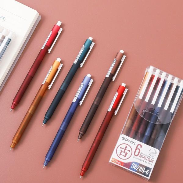 6pcs gel pen set retro style 0.5mm quick dry black ink drawing write student school office stationery pens
6pcs gel pen set retro style 0.5mm quick dry black ink drawing write student school office stationery pens