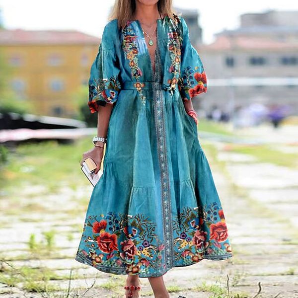 summer dressed in petal v-cleavage of folk-customelegant female floral impression dress, Black;gray
summer dressed in petal v-cleavage of folk-customelegant female floral impression dress, Black;gray