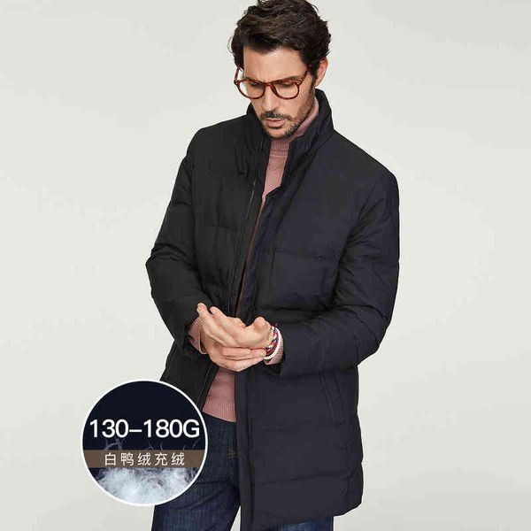 simple and versatile mid length stand collar men's down jacket in autumn and winter, Black
simple and versatile mid length stand collar men's down jacket in autumn and winter, Black