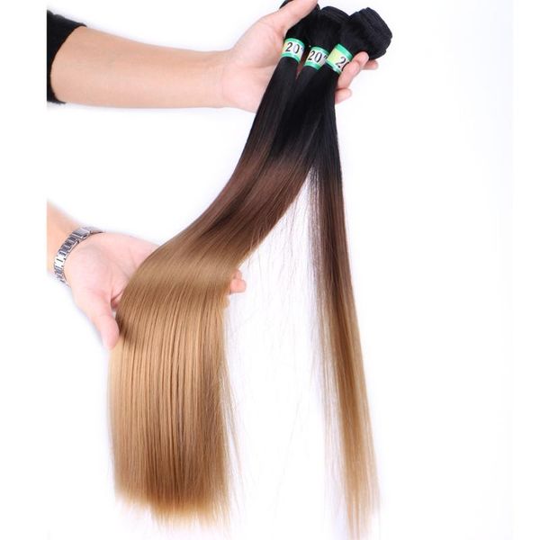 straight hair extensions 16-26 inch 100 gram/piece synthetic three tone ombre bundles t1/4/27 weaving human ponytails, Black
straight hair extensions 16-26 inch 100 gram/piece synthetic three tone ombre bundles t1/4/27 weaving human ponytails, Black