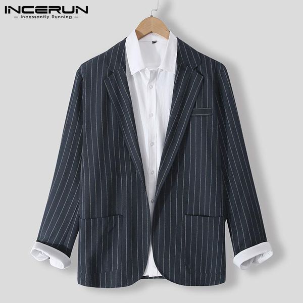 men's suits & blazers men striped blazer turn down collar long sleeve pockets 2021 vintage casual streetwear autumn elegant coats incer, White;black
men's suits & blazers men striped blazer turn down collar long sleeve pockets 2021 vintage casual streetwear autumn elegant coats incer, White;black