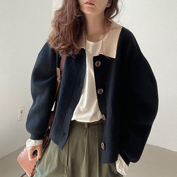women's jackets 2021 korean fashion retro commute wild hit color lapel single-breasted loose double-pocket long-sleeved knit sweater ja, Black;brown
women's jackets 2021 korean fashion retro commute wild hit color lapel single-breasted loose double-pocket long-sleeved knit sweater ja, Black;brown