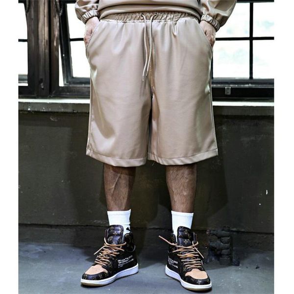 men's shorts bright leather casual 2021 spring and autumn korean tide brand solid color pu lace up loose fashion capris, White;black
men's shorts bright leather casual 2021 spring and autumn korean tide brand solid color pu lace up loose fashion capris, White;black