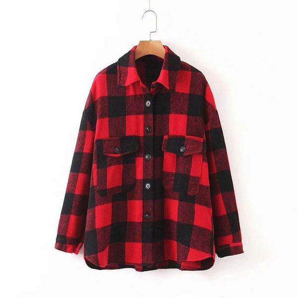 women's wool & blends plaid printed coat women autumn winter tartan loose coats ladies korean fashion elegant vintage outerwear plus si, Black
women's wool & blends plaid printed coat women autumn winter tartan loose coats ladies korean fashion elegant vintage outerwear plus si, Black