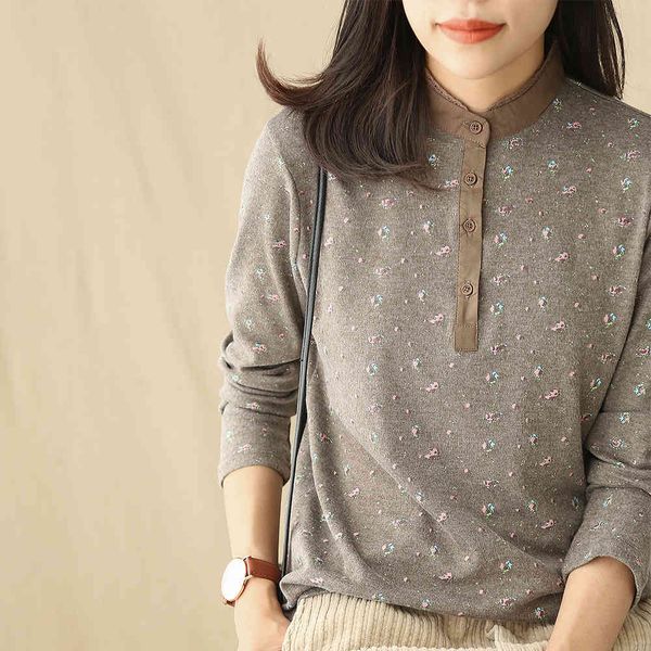 women's t-shirt rustic little flowers print lacing stand collar long sleeve cotton basic t-shirt tee autumn winter oqyf, White
women's t-shirt rustic little flowers print lacing stand collar long sleeve cotton basic t-shirt tee autumn winter oqyf, White
