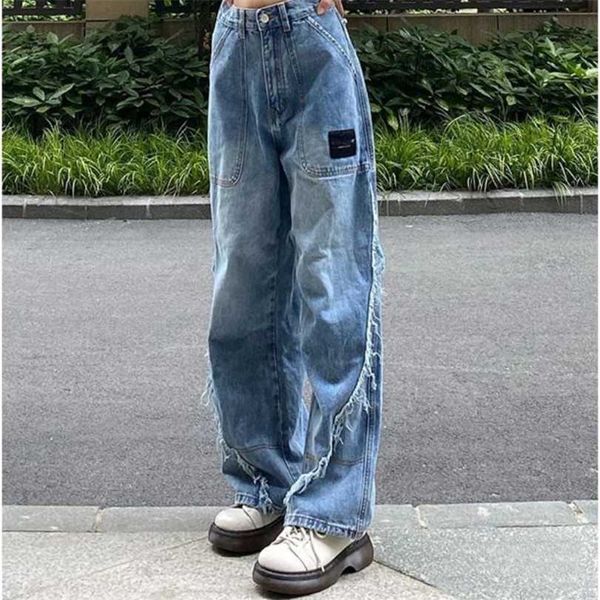 retro design blue ladies jeans y2k straight and thin loose high waist wide leg mopping street pants autumn 211118
retro design blue ladies jeans y2k straight and thin loose high waist wide leg mopping street pants autumn 211118