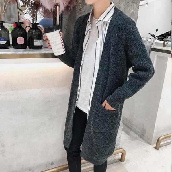 men's sweaters s-3xl plus size shawl collar cardigan open front long lightweight knit drape cape with pocket for man, White;black
men's sweaters s-3xl plus size shawl collar cardigan open front long lightweight knit drape cape with pocket for man, White;black