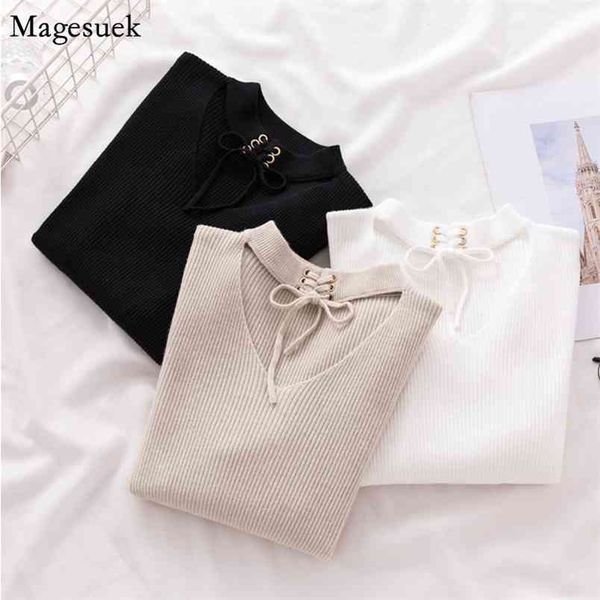 v-shaped hollow out winter sweater women elegant lace up pullover s knitted jumper casual pull femme 11801 210512, White;black
v-shaped hollow out winter sweater women elegant lace up pullover s knitted jumper casual pull femme 11801 210512, White;black